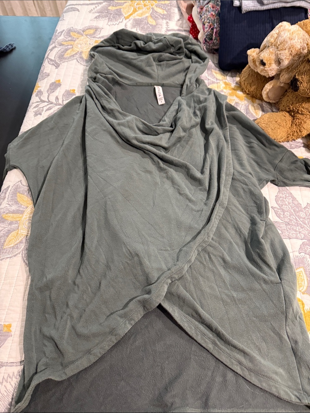 Athleta Sage Green Hooded Draped Tunic